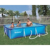 BESTWAY Deluxe Splash Frame Rectangular Family Swimming Pool with Filter ⁄ Pump 300x201x66cm (118”x79”x26”)